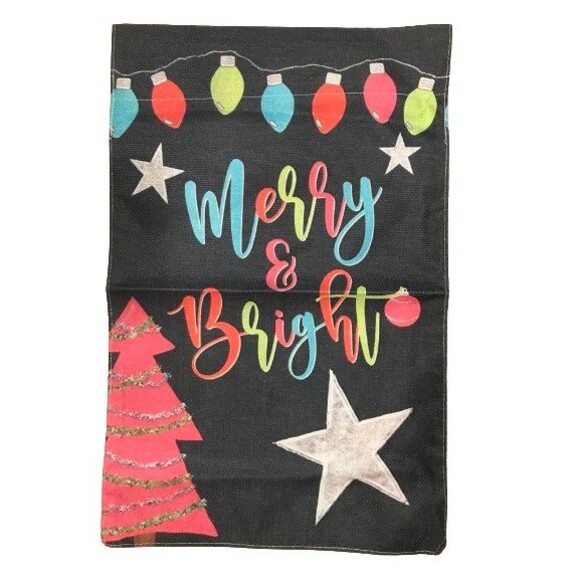 Christmas Garden Flag 12x18in Double sided Polyester Merry & Bright - Picture 1 of 1